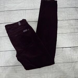 7 For All Mankind 7FAM The Skinny Burgundy Maroon Corduroy Pants Cords sz 26